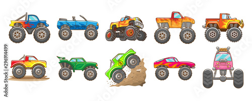monster truck vector set clipart design