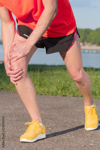 Jogging injury during exercise in the nature / outdoors.