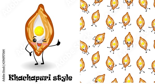 Georgian cuisine. National food of Armenia. Khachapuri. Open bread with egg and mozzarella.