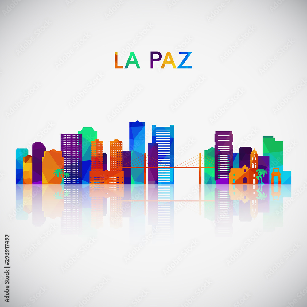 La Paz skyline silhouette in colorful geometric style. Symbol for your design. Vector illustration.