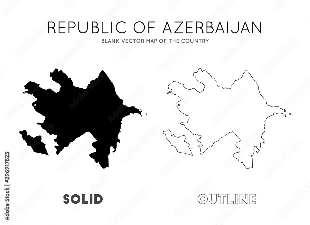 Azerbaijan map. Blank vector map of the Country. Borders of Azerbaijan for your infographic. Vector illustration.