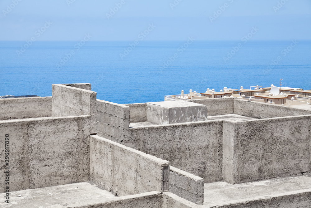 Concrete structure of a newly built building.