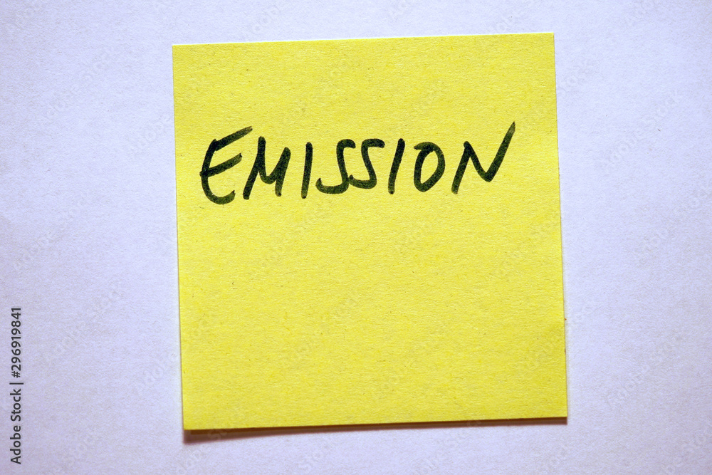 Gelbe Haftnotiz mit Schlagwort Klimawandel Emission Gelbe Haftnotiz mit Schlagwort Klimawandel Emission