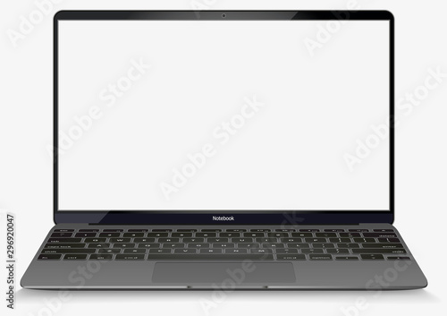 Vector Laptop dark grey color. isolated on white background photo