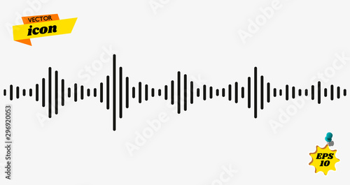 Black waves as equalizer. Voice recognition line icon. Chat panel and soundwave linear sign. Simple logo for websites, mobile apps and other design needs. Vector photo