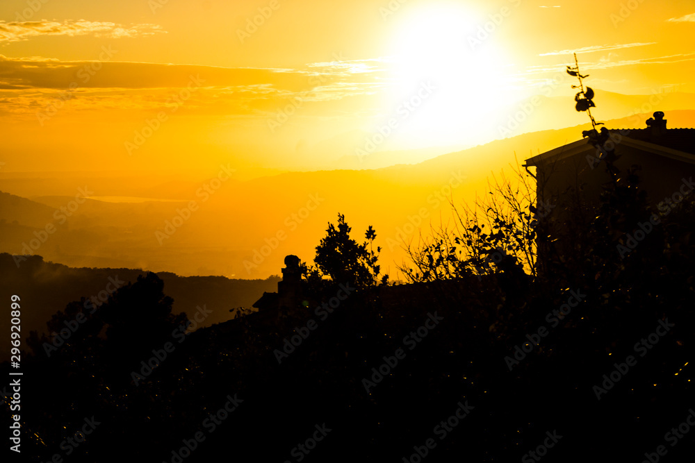 Sunset in Capalbio, an alluring town in Southern Tuscany, which stands at the top of a hill.