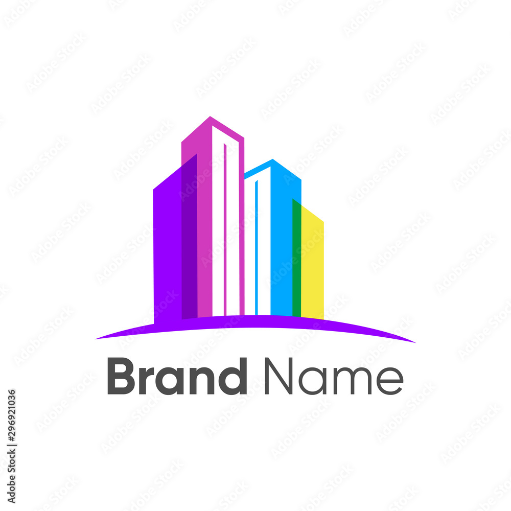 logo design buildings with colorful styles logo design buildings with colorful styles