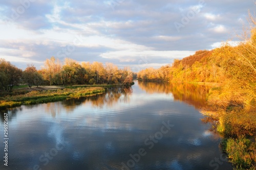 Beautiful river landscape and forest © YouraPechkin
