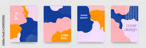 Fun doodle pattern background with abstract shapes and colors. Modern vector pattern for funny brochure cover template design