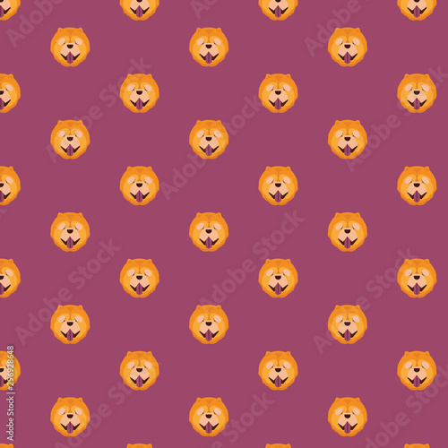 Vector cartoon character chow chow dog seamless pattern for design..