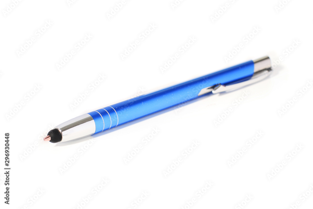 Blue pen isolated over white background