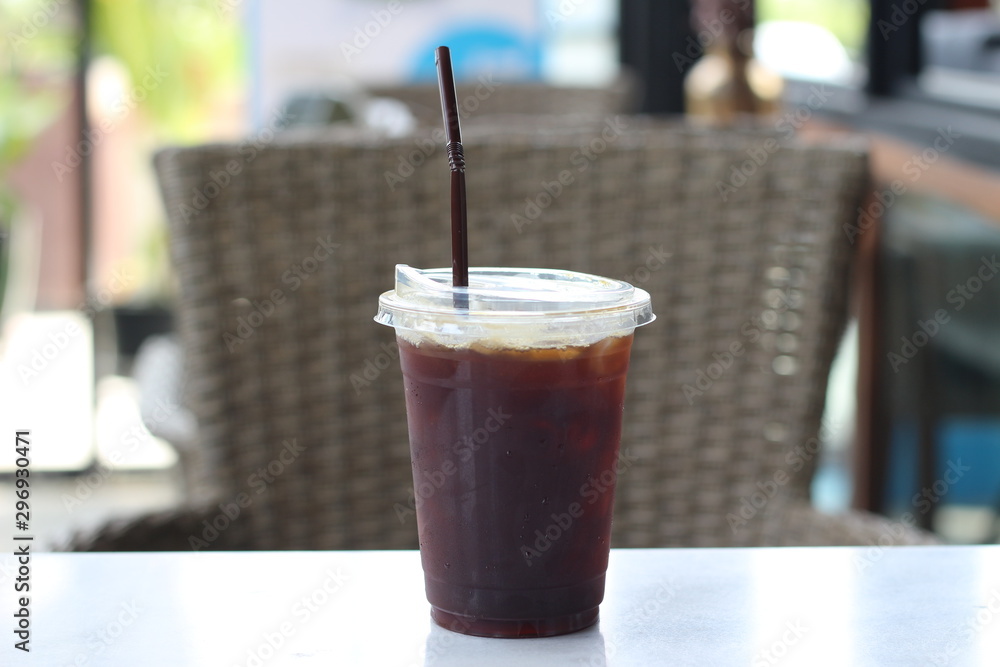 Black coffee with ice Black coffee with ice