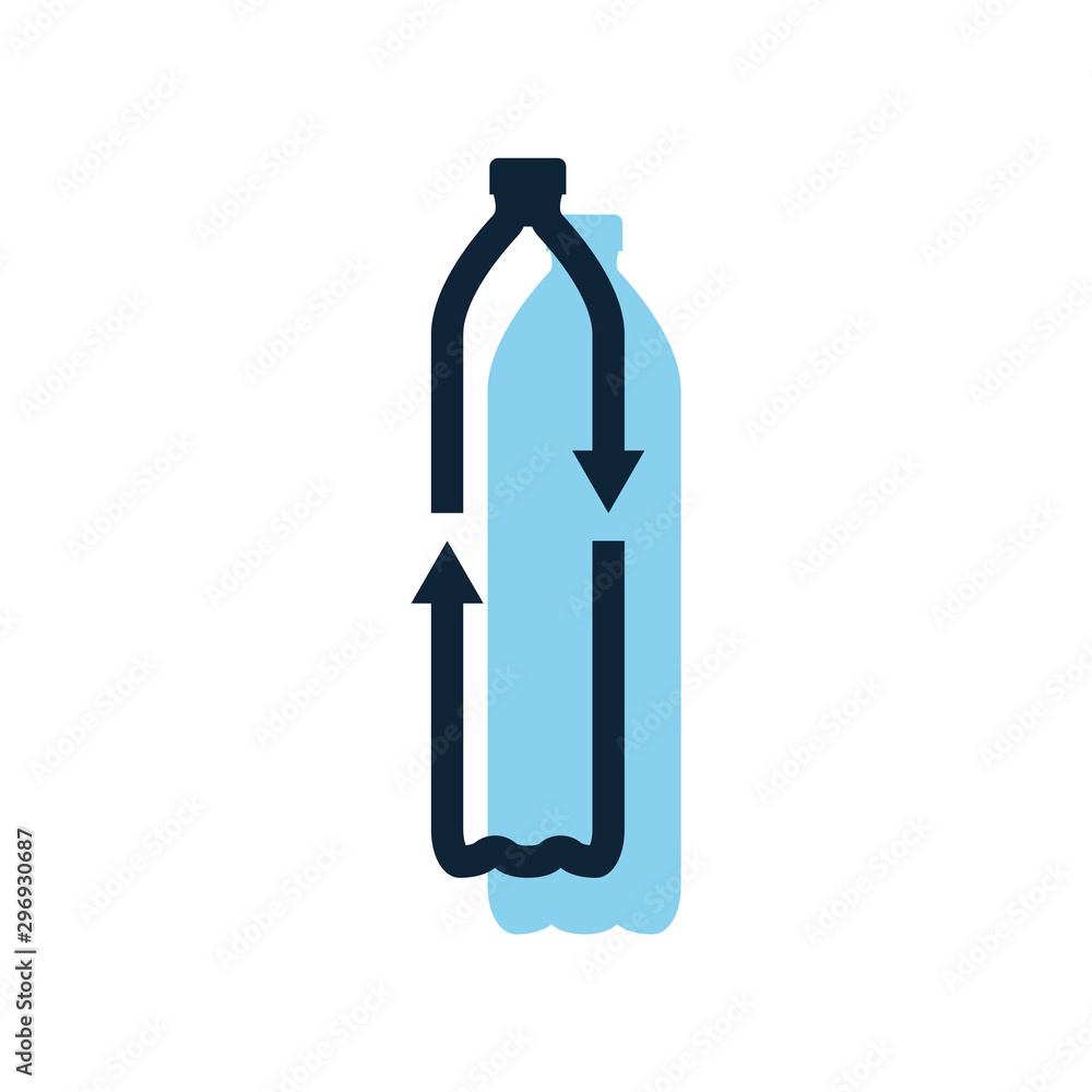 Plastic pet bottle form recycling symbol with arrows. Stock Vector