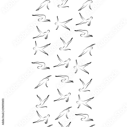 Pilates Poses  Seamless Vector  Pattern Border