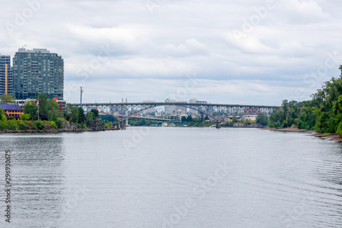 Columbia River Gorge, A Long River Flows Through Downtown Portland, Oregon, Which Has Many Bridges in Transportation. © Cheewamet