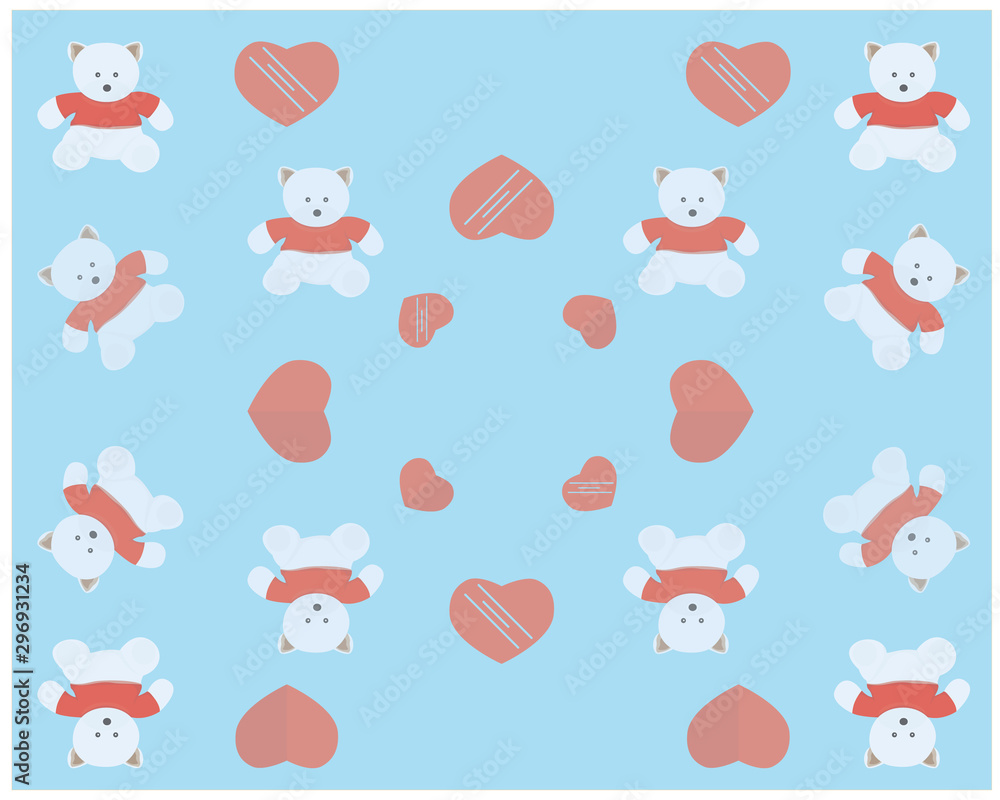 Fototapeta premium teddy bear with heart pattern vector design