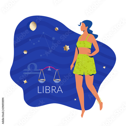 Libra Woman Zodiac Illustration