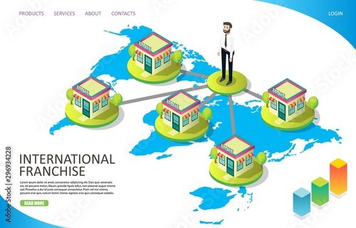 International franchise vector website landing page design template