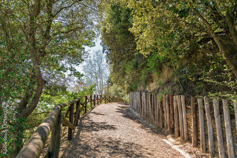 Route to Montopoli castle. Tuscany, Italy.