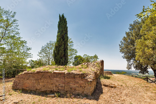 Remains of Montopoli castle tower. Tuscany, Italy.