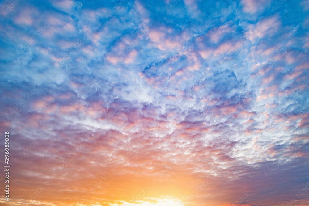 Fototapeta premium Colorful clouds after rain at sunset time.