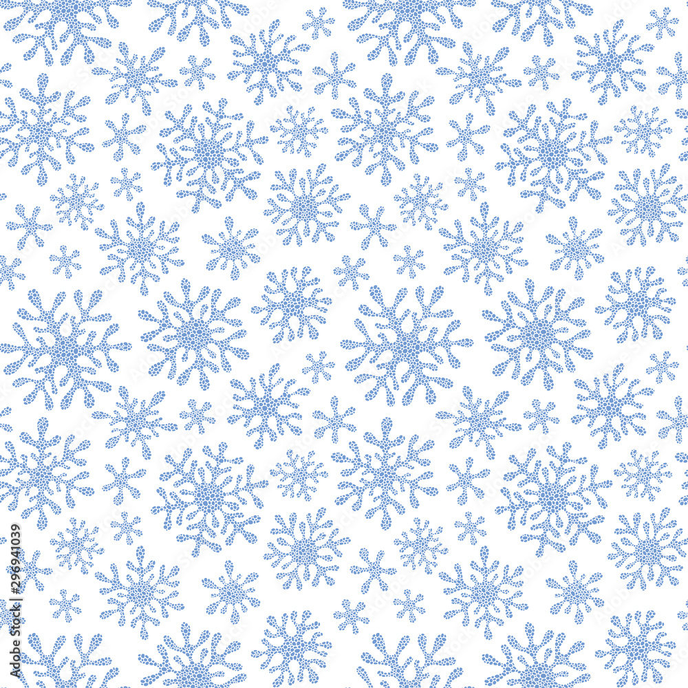 Christmas seamless doodle pattern with snowflakes