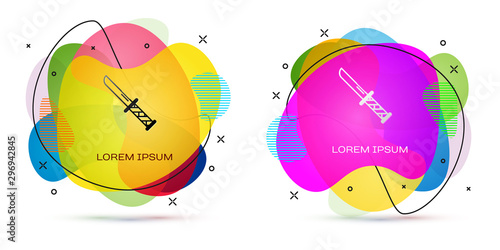 Color Military knife icon isolated on white background. Abstract banner with liquid shapes. Vector Illustration