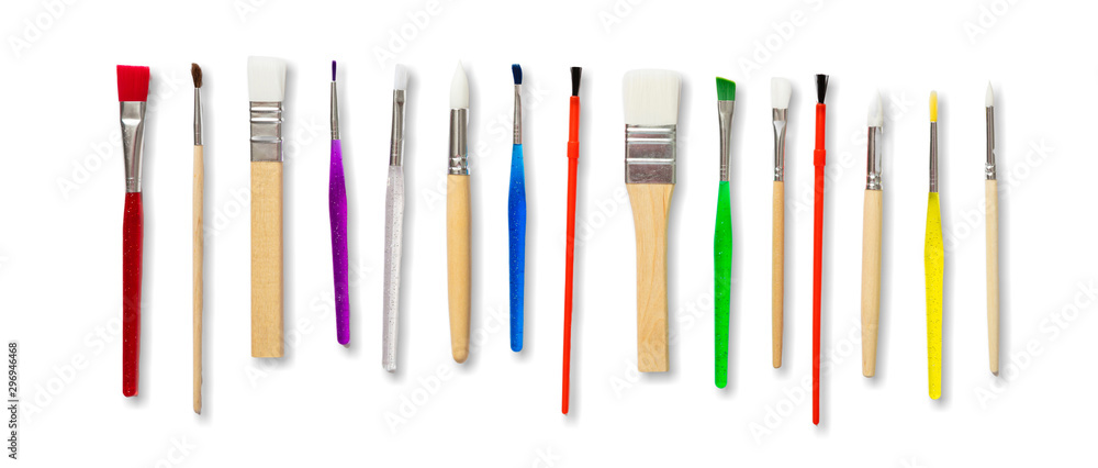 Paint brushes new clean isolated against white background. - obrazy, fototapety, plakaty 