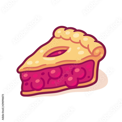 Cartoon cherry pie slice