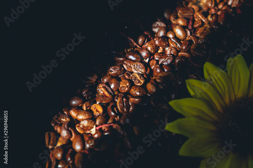 coffee bean on the light abd shadow