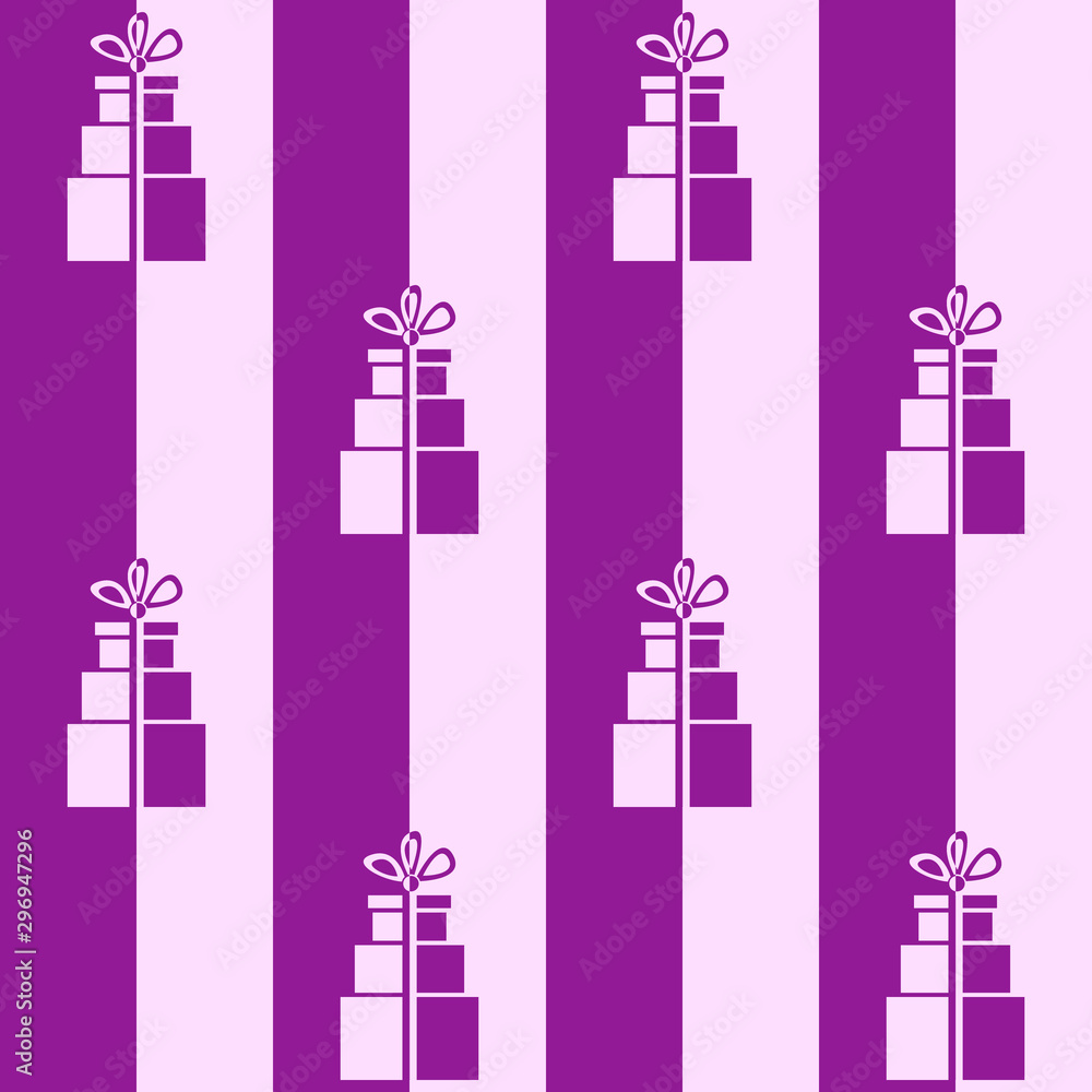 Presents. Seamless vector illustration with gift boxes and bows in two colors