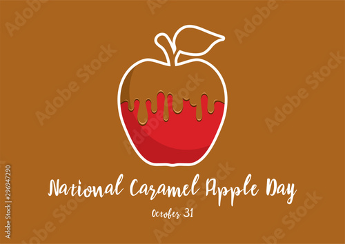 National Caramel Apple Day vector. Apple in caramel icon. American Food & Beverage Holiday. Important day