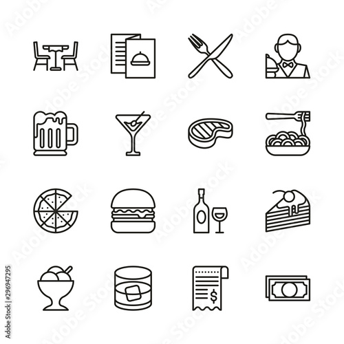 Dinner Icons Thin Line Set
