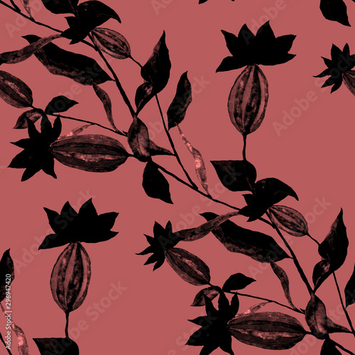 Watercolor seamless pattern with hand drawn meadow flowers. Vintage floral pa...