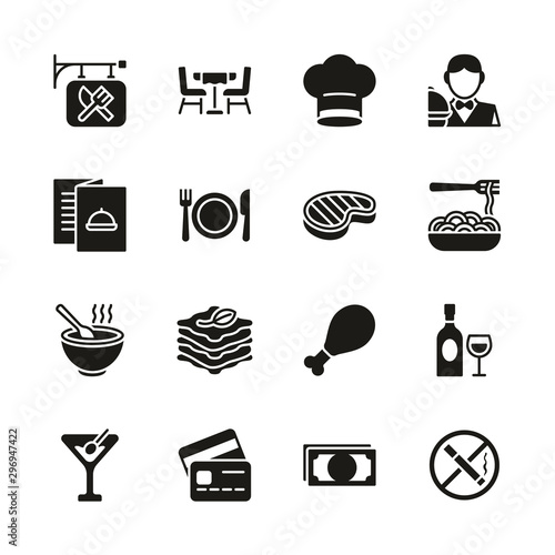Restaurant Icons Black & White Set