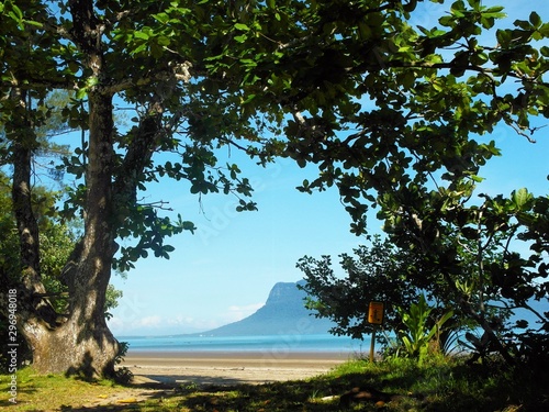 Tropical Mountain View From the Sandy Beach 