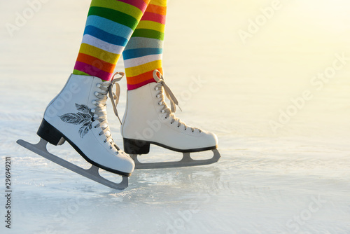 Skates on ice in winter