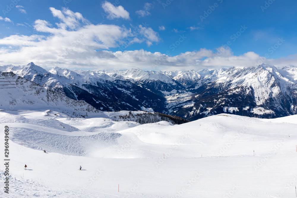 Skiing resort and Austrian Alps
