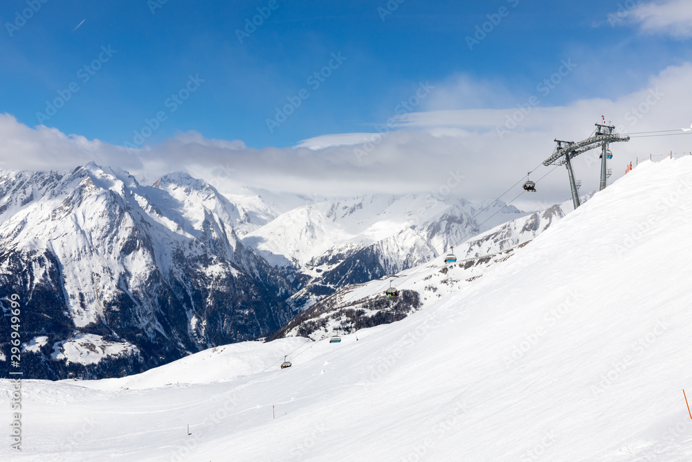 Skiing resort and Austrian Alps