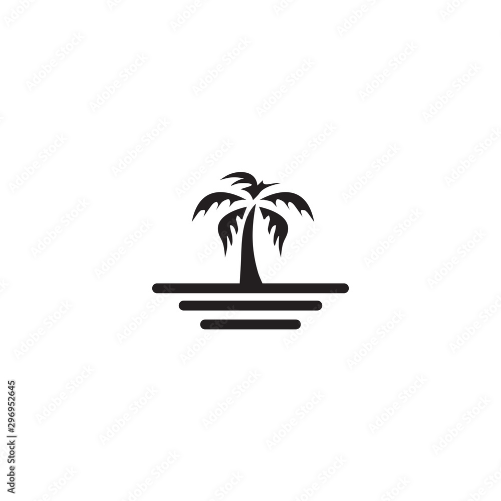 Obraz premium Palm beach logo design vector template
