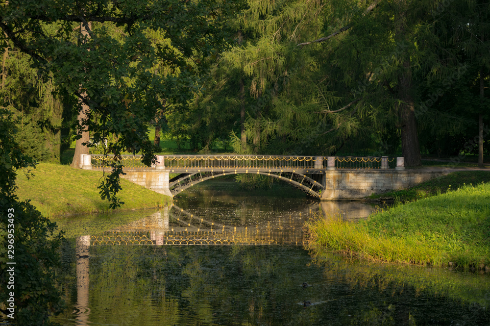 Obraz premium Gilded bridge in the Catherine Park in Pushkin (Tsarskoye Selo), Russia