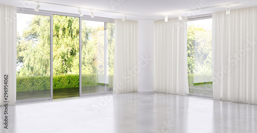 large luxury modern bright interiors empty room illustration 3D rendering computer generated image