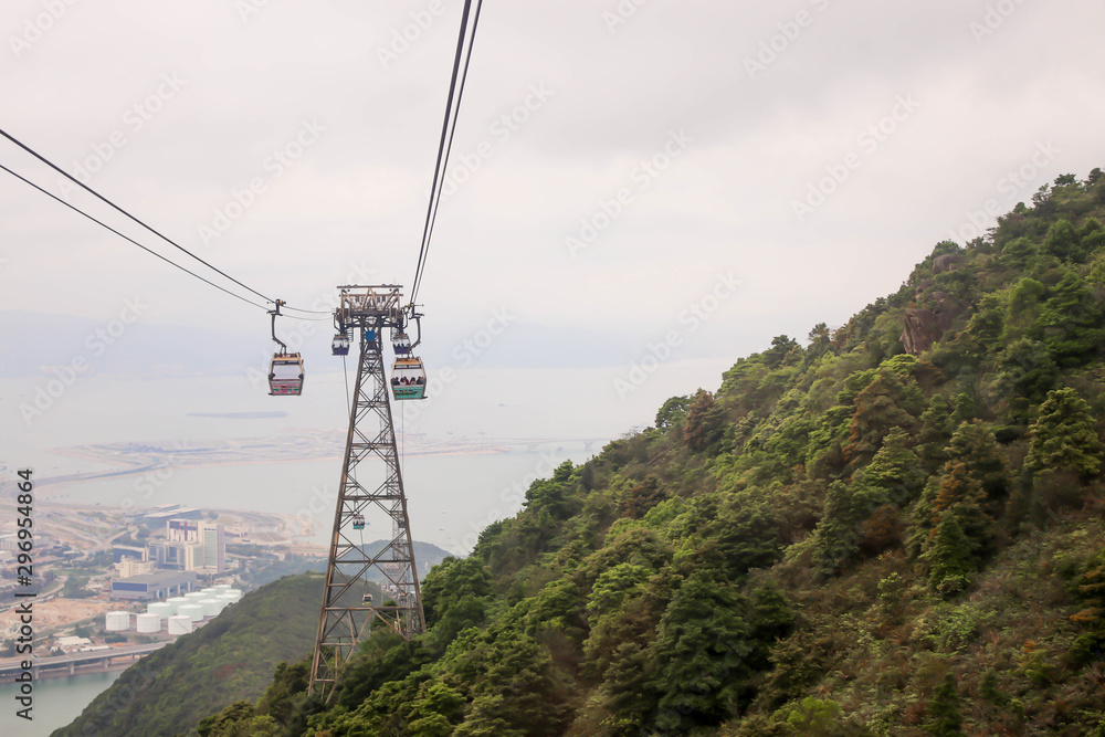 Views of Nong Ping Cable Car with the mountain
