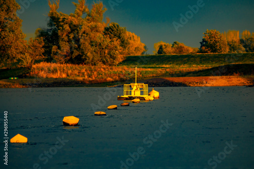 yellow safezone, water buoy destrict line photo