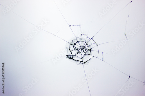 Broken glass background. Cracked glass. Shot in the window.