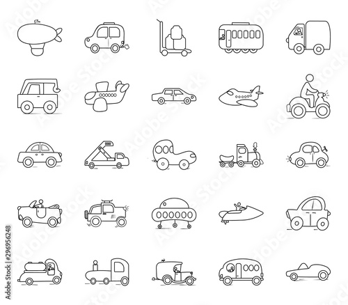 Constructional Machinery Doodle Icons Pack 
