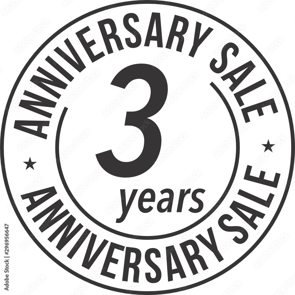 3 Years Anniversary Sale Badge Stamp SVG