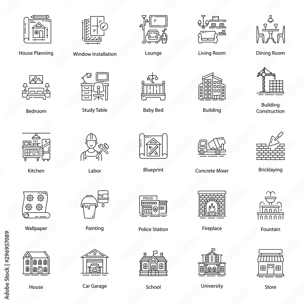 Home Interior Line Icons Pack Home Interior Line Icons Pack