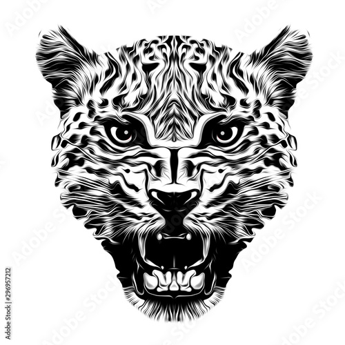 Abstract creative illustration with colorful tiger 