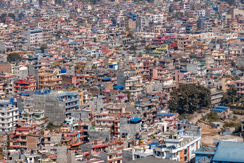 Aerial view of tiny houses in Kathmandu, the capital city of Nepal. © asiraj